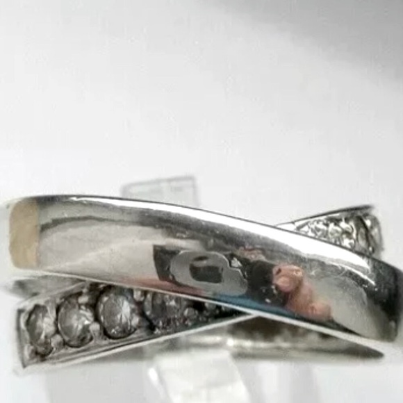 ✨ Vintage .925 Sterling Silver Double Eternity Band and Clear Pave Crystal Ring - Picture 13 of 15